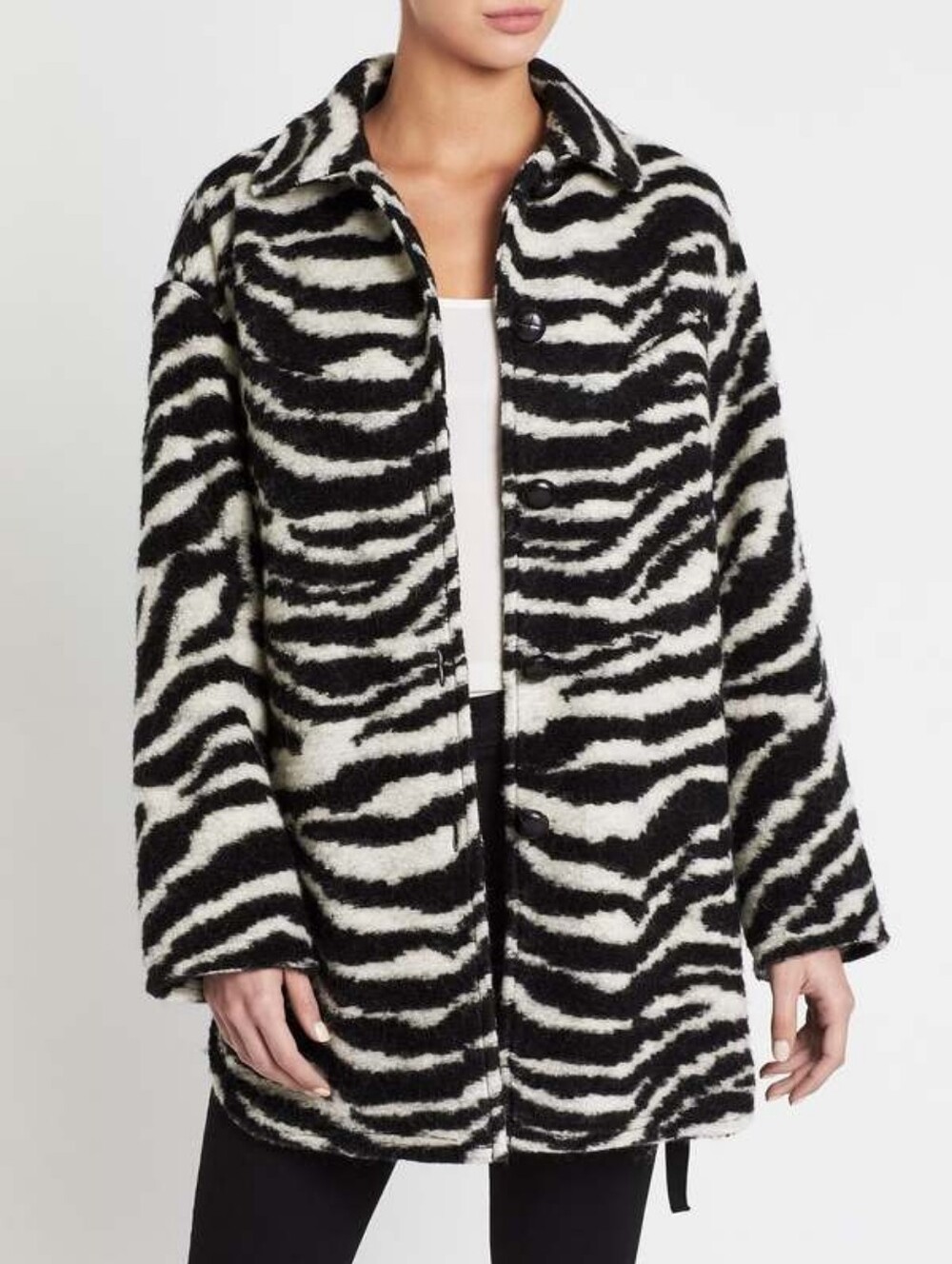 IRO Bera Coat in Black / White Zebra Print Fr Sz 34